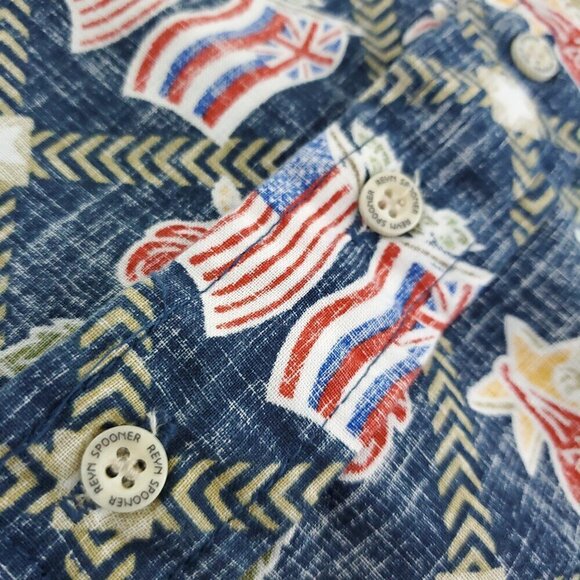 Reyn Spooner Dietrich Varez Flags American Hawaiian Shirt Summer 2020 Medium NWT - Picture 5 of 13